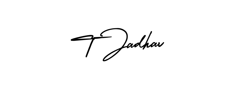 How to make T Jadhav name signature. Use AmerikaSignatureDemo-Regular style for creating short signs online. This is the latest handwritten sign. T Jadhav signature style 3 images and pictures png