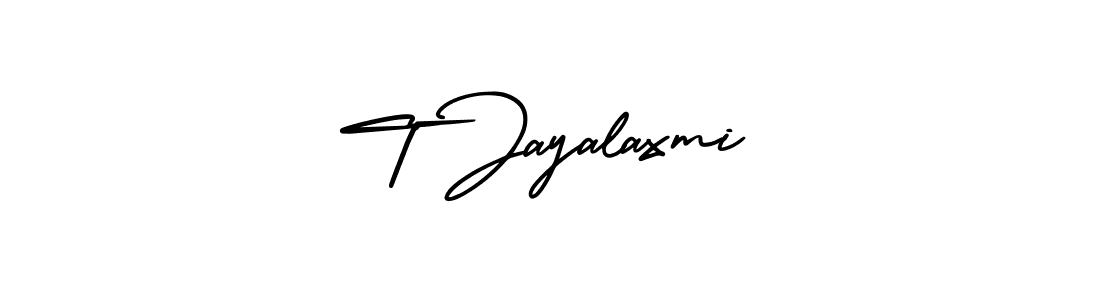 The best way (AmerikaSignatureDemo-Regular) to make a short signature is to pick only two or three words in your name. The name T Jayalaxmi include a total of six letters. For converting this name. T Jayalaxmi signature style 3 images and pictures png