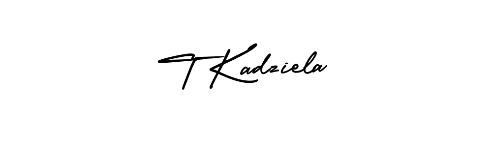 How to make T Kadziela name signature. Use AmerikaSignatureDemo-Regular style for creating short signs online. This is the latest handwritten sign. T Kadziela signature style 3 images and pictures png
