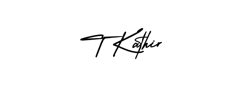 You should practise on your own different ways (AmerikaSignatureDemo-Regular) to write your name (T Kathir) in signature. don't let someone else do it for you. T Kathir signature style 3 images and pictures png