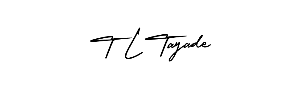 How to make T L Tayade name signature. Use AmerikaSignatureDemo-Regular style for creating short signs online. This is the latest handwritten sign. T L Tayade signature style 3 images and pictures png