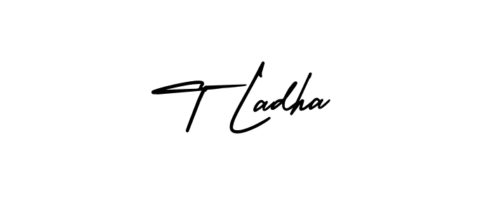 AmerikaSignatureDemo-Regular is a professional signature style that is perfect for those who want to add a touch of class to their signature. It is also a great choice for those who want to make their signature more unique. Get T Ladha name to fancy signature for free. T Ladha signature style 3 images and pictures png