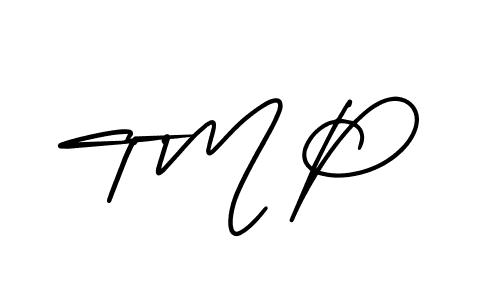 The best way (AmerikaSignatureDemo-Regular) to make a short signature is to pick only two or three words in your name. The name T M P include a total of six letters. For converting this name. T M P signature style 3 images and pictures png