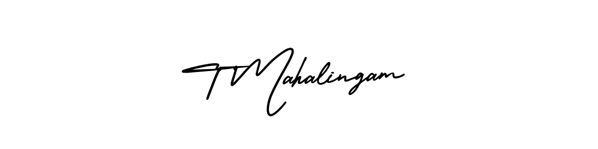 T Mahalingam stylish signature style. Best Handwritten Sign (AmerikaSignatureDemo-Regular) for my name. Handwritten Signature Collection Ideas for my name T Mahalingam. T Mahalingam signature style 3 images and pictures png