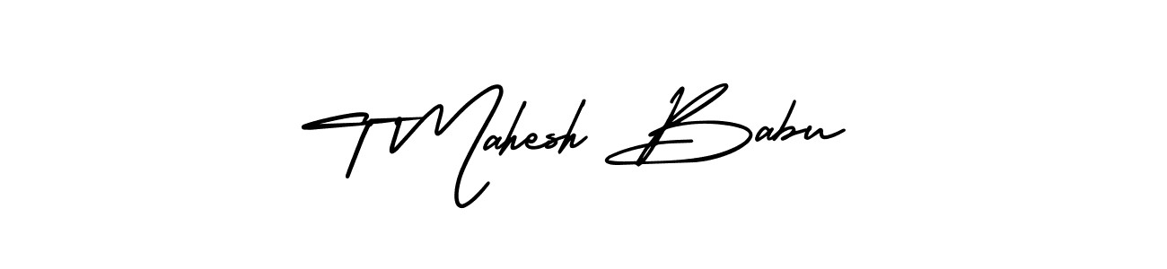 Make a beautiful signature design for name T Mahesh Babu. With this signature (AmerikaSignatureDemo-Regular) style, you can create a handwritten signature for free. T Mahesh Babu signature style 3 images and pictures png