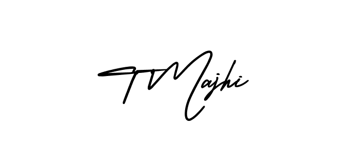 How to make T Majhi name signature. Use AmerikaSignatureDemo-Regular style for creating short signs online. This is the latest handwritten sign. T Majhi signature style 3 images and pictures png