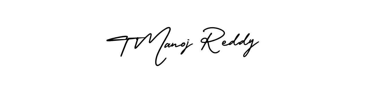 AmerikaSignatureDemo-Regular is a professional signature style that is perfect for those who want to add a touch of class to their signature. It is also a great choice for those who want to make their signature more unique. Get T Manoj Reddy name to fancy signature for free. T Manoj Reddy signature style 3 images and pictures png