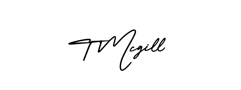 Use a signature maker to create a handwritten signature online. With this signature software, you can design (AmerikaSignatureDemo-Regular) your own signature for name T Mcgill. T Mcgill signature style 3 images and pictures png