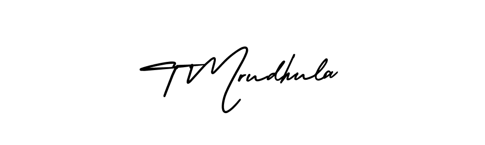 Design your own signature with our free online signature maker. With this signature software, you can create a handwritten (AmerikaSignatureDemo-Regular) signature for name T Mrudhula. T Mrudhula signature style 3 images and pictures png