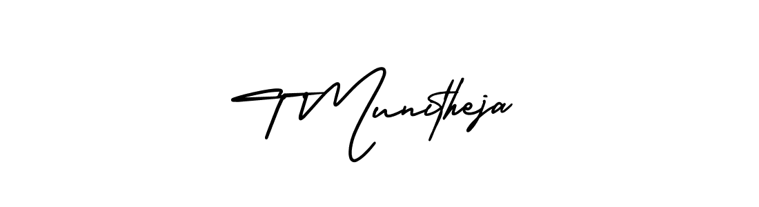 Use a signature maker to create a handwritten signature online. With this signature software, you can design (AmerikaSignatureDemo-Regular) your own signature for name T Munitheja. T Munitheja signature style 3 images and pictures png