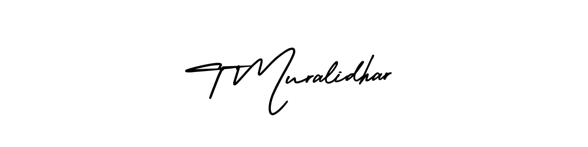 This is the best signature style for the T Muralidhar name. Also you like these signature font (AmerikaSignatureDemo-Regular). Mix name signature. T Muralidhar signature style 3 images and pictures png