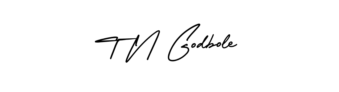 How to make T N Godbole name signature. Use AmerikaSignatureDemo-Regular style for creating short signs online. This is the latest handwritten sign. T N Godbole signature style 3 images and pictures png