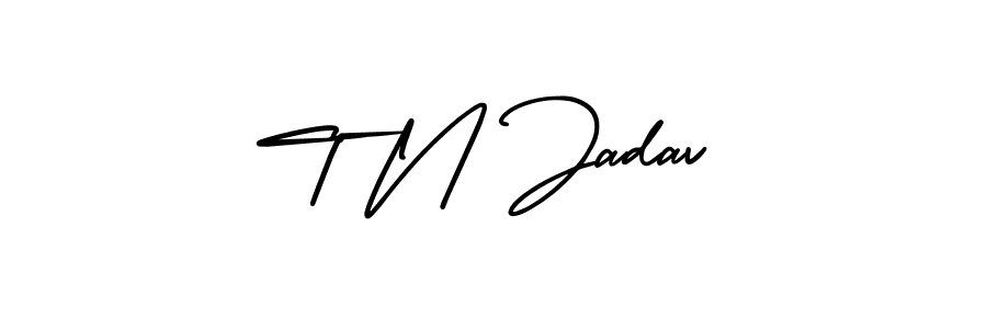 Create a beautiful signature design for name T N Jadav. With this signature (AmerikaSignatureDemo-Regular) fonts, you can make a handwritten signature for free. T N Jadav signature style 3 images and pictures png