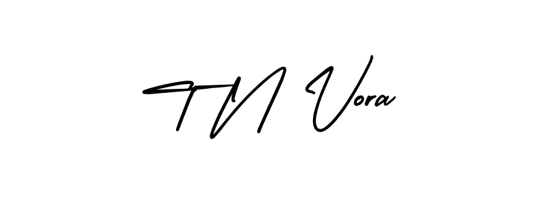 How to make T N Vora name signature. Use AmerikaSignatureDemo-Regular style for creating short signs online. This is the latest handwritten sign. T N Vora signature style 3 images and pictures png
