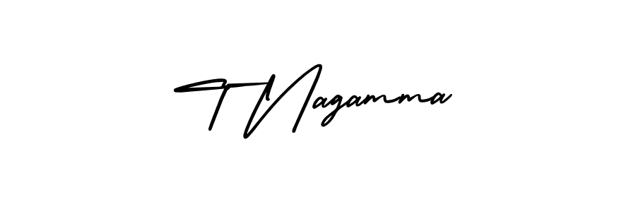 How to make T Nagamma name signature. Use AmerikaSignatureDemo-Regular style for creating short signs online. This is the latest handwritten sign. T Nagamma signature style 3 images and pictures png