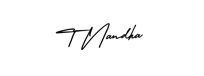 T Nandha stylish signature style. Best Handwritten Sign (AmerikaSignatureDemo-Regular) for my name. Handwritten Signature Collection Ideas for my name T Nandha. T Nandha signature style 3 images and pictures png