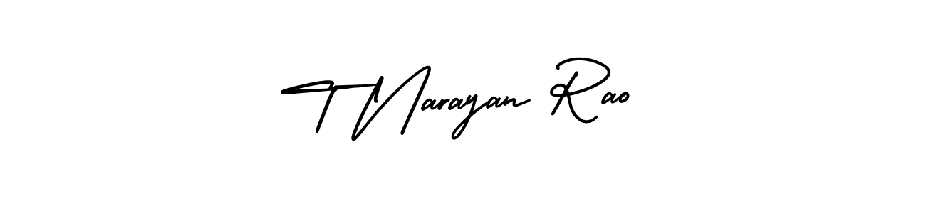 You should practise on your own different ways (AmerikaSignatureDemo-Regular) to write your name (T Narayan Rao) in signature. don't let someone else do it for you. T Narayan Rao signature style 3 images and pictures png