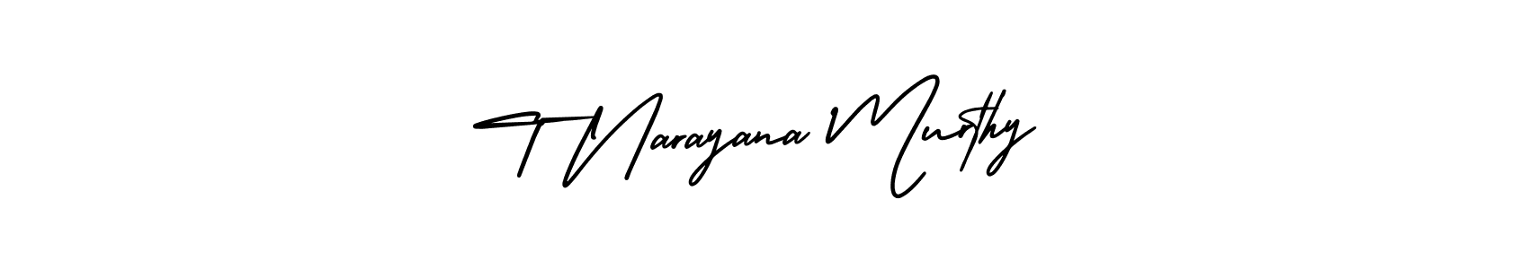 The best way (AmerikaSignatureDemo-Regular) to make a short signature is to pick only two or three words in your name. The name T Narayana Murthy include a total of six letters. For converting this name. T Narayana Murthy signature style 3 images and pictures png