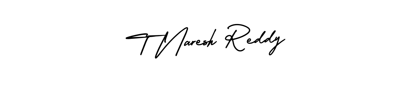 Use a signature maker to create a handwritten signature online. With this signature software, you can design (AmerikaSignatureDemo-Regular) your own signature for name T Naresh Reddy. T Naresh Reddy signature style 3 images and pictures png