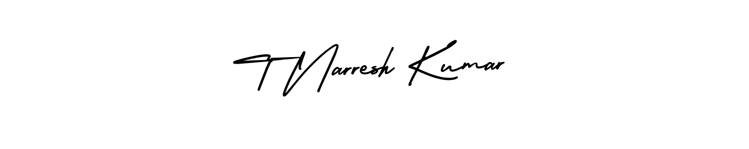 Create a beautiful signature design for name T Narresh Kumar. With this signature (AmerikaSignatureDemo-Regular) fonts, you can make a handwritten signature for free. T Narresh Kumar signature style 3 images and pictures png