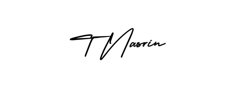 AmerikaSignatureDemo-Regular is a professional signature style that is perfect for those who want to add a touch of class to their signature. It is also a great choice for those who want to make their signature more unique. Get T Nasrin name to fancy signature for free. T Nasrin signature style 3 images and pictures png