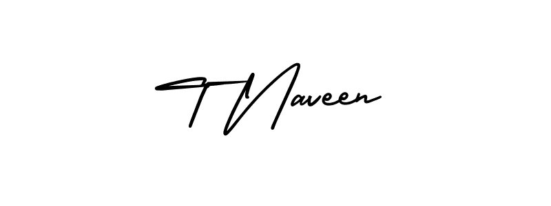 You should practise on your own different ways (AmerikaSignatureDemo-Regular) to write your name (T Naveen) in signature. don't let someone else do it for you. T Naveen signature style 3 images and pictures png