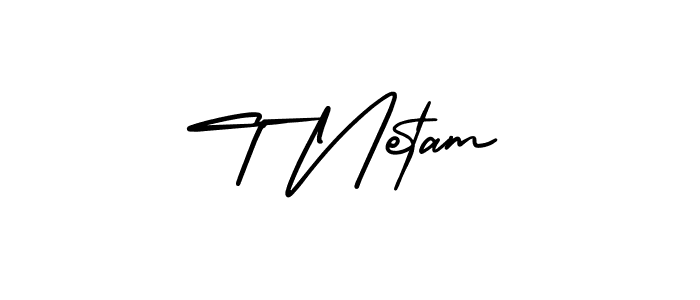 Create a beautiful signature design for name T Netam. With this signature (AmerikaSignatureDemo-Regular) fonts, you can make a handwritten signature for free. T Netam signature style 3 images and pictures png