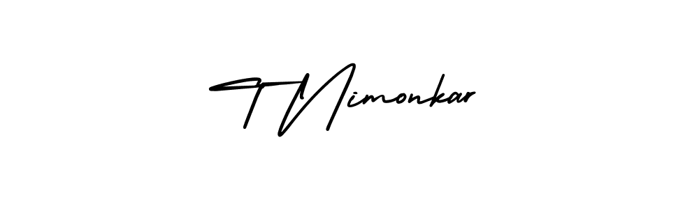 How to make T Nimonkar name signature. Use AmerikaSignatureDemo-Regular style for creating short signs online. This is the latest handwritten sign. T Nimonkar signature style 3 images and pictures png