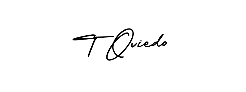 Use a signature maker to create a handwritten signature online. With this signature software, you can design (AmerikaSignatureDemo-Regular) your own signature for name T Oviedo. T Oviedo signature style 3 images and pictures png