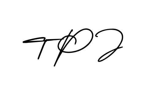 Design your own signature with our free online signature maker. With this signature software, you can create a handwritten (AmerikaSignatureDemo-Regular) signature for name T P J. T P J signature style 3 images and pictures png