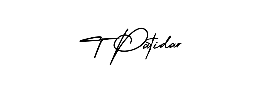 You should practise on your own different ways (AmerikaSignatureDemo-Regular) to write your name (T Patidar) in signature. don't let someone else do it for you. T Patidar signature style 3 images and pictures png