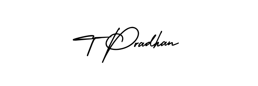 The best way (AmerikaSignatureDemo-Regular) to make a short signature is to pick only two or three words in your name. The name T Pradhan include a total of six letters. For converting this name. T Pradhan signature style 3 images and pictures png