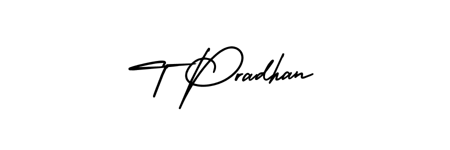 The best way (AmerikaSignatureDemo-Regular) to make a short signature is to pick only two or three words in your name. The name T Pradhan include a total of six letters. For converting this name. T Pradhan signature style 3 images and pictures png