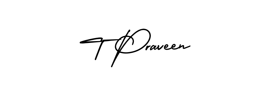 Make a beautiful signature design for name T Praveen. With this signature (AmerikaSignatureDemo-Regular) style, you can create a handwritten signature for free. T Praveen signature style 3 images and pictures png