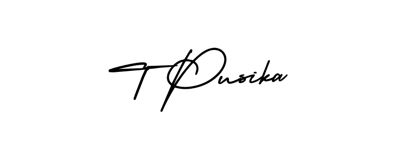 Create a beautiful signature design for name T Pusika. With this signature (AmerikaSignatureDemo-Regular) fonts, you can make a handwritten signature for free. T Pusika signature style 3 images and pictures png