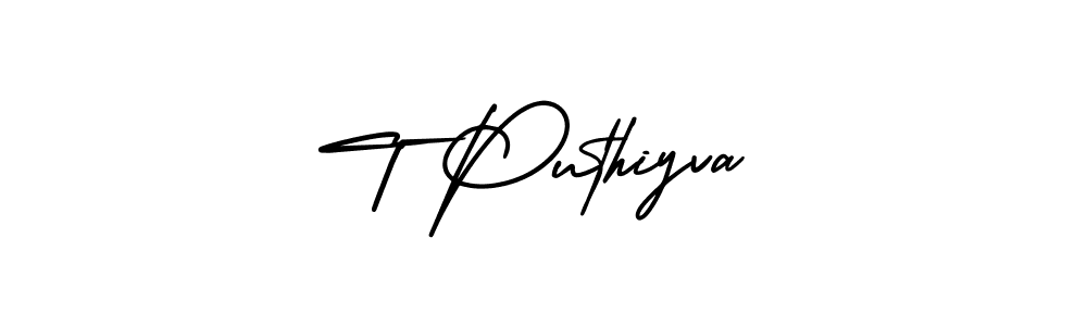 T Puthiyva stylish signature style. Best Handwritten Sign (AmerikaSignatureDemo-Regular) for my name. Handwritten Signature Collection Ideas for my name T Puthiyva. T Puthiyva signature style 3 images and pictures png