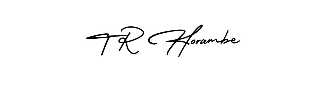 Make a beautiful signature design for name T R Horambe. With this signature (AmerikaSignatureDemo-Regular) style, you can create a handwritten signature for free. T R Horambe signature style 3 images and pictures png