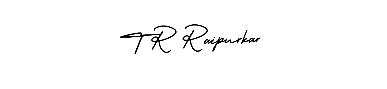 You should practise on your own different ways (AmerikaSignatureDemo-Regular) to write your name (T R Raipurkar) in signature. don't let someone else do it for you. T R Raipurkar signature style 3 images and pictures png
