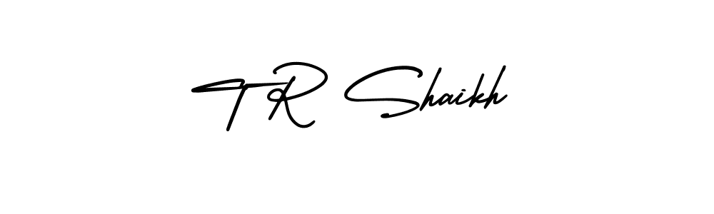 The best way (AmerikaSignatureDemo-Regular) to make a short signature is to pick only two or three words in your name. The name T R Shaikh include a total of six letters. For converting this name. T R Shaikh signature style 3 images and pictures png