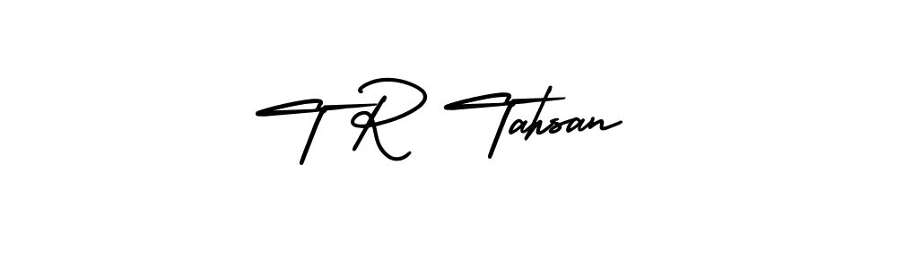 The best way (AmerikaSignatureDemo-Regular) to make a short signature is to pick only two or three words in your name. The name T R Tahsan include a total of six letters. For converting this name. T R Tahsan signature style 3 images and pictures png