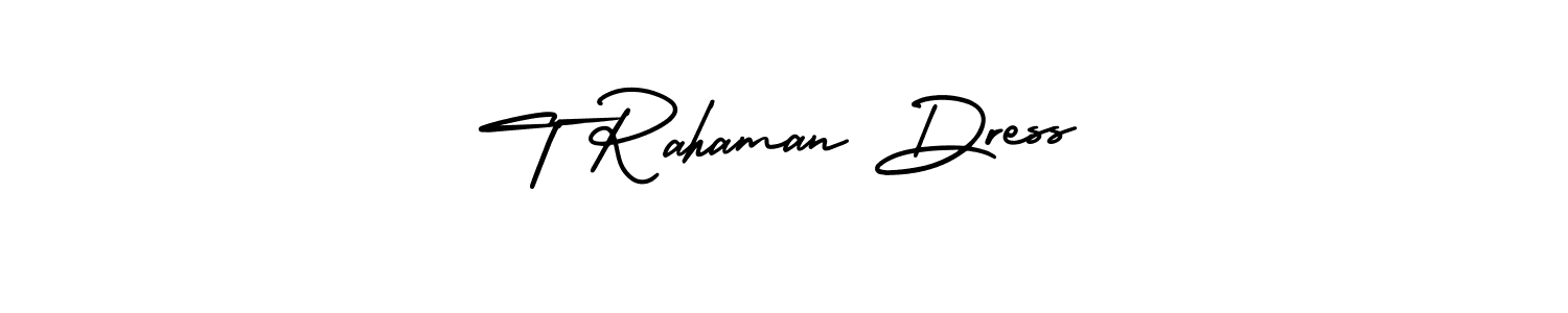 Similarly AmerikaSignatureDemo-Regular is the best handwritten signature design. Signature creator online .You can use it as an online autograph creator for name T Rahaman Dress. T Rahaman Dress signature style 3 images and pictures png