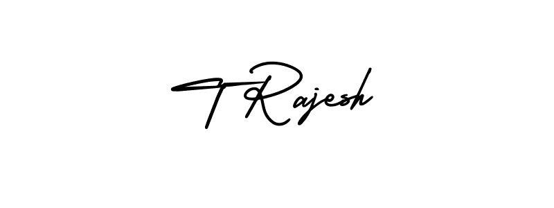 Use a signature maker to create a handwritten signature online. With this signature software, you can design (AmerikaSignatureDemo-Regular) your own signature for name T Rajesh. T Rajesh signature style 3 images and pictures png