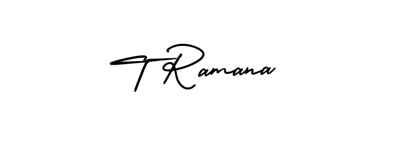 T Ramana stylish signature style. Best Handwritten Sign (AmerikaSignatureDemo-Regular) for my name. Handwritten Signature Collection Ideas for my name T Ramana. T Ramana signature style 3 images and pictures png