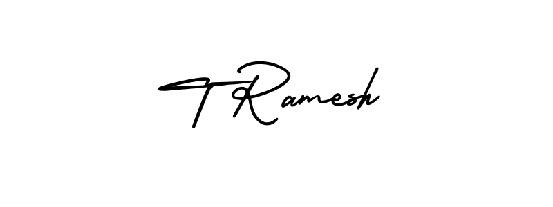 Make a beautiful signature design for name T Ramesh. With this signature (AmerikaSignatureDemo-Regular) style, you can create a handwritten signature for free. T Ramesh signature style 3 images and pictures png