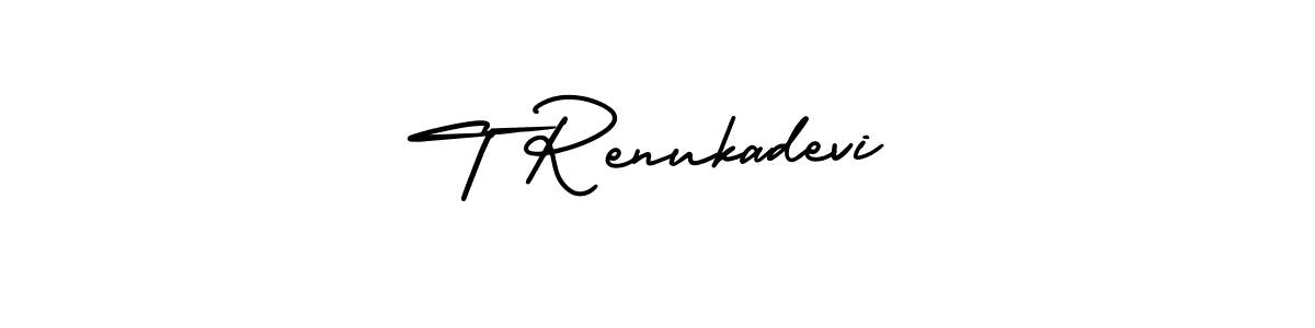 You should practise on your own different ways (AmerikaSignatureDemo-Regular) to write your name (T Renukadevi) in signature. don't let someone else do it for you. T Renukadevi signature style 3 images and pictures png