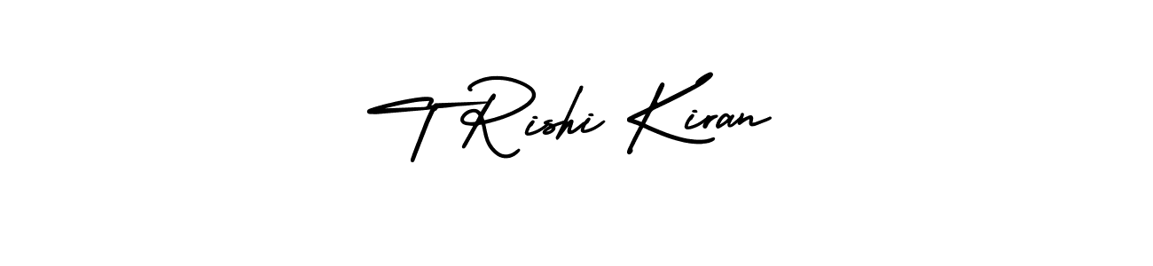 The best way (AmerikaSignatureDemo-Regular) to make a short signature is to pick only two or three words in your name. The name T Rishi Kiran include a total of six letters. For converting this name. T Rishi Kiran signature style 3 images and pictures png