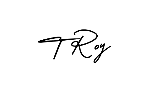 You should practise on your own different ways (AmerikaSignatureDemo-Regular) to write your name (T Roy) in signature. don't let someone else do it for you. T Roy signature style 3 images and pictures png