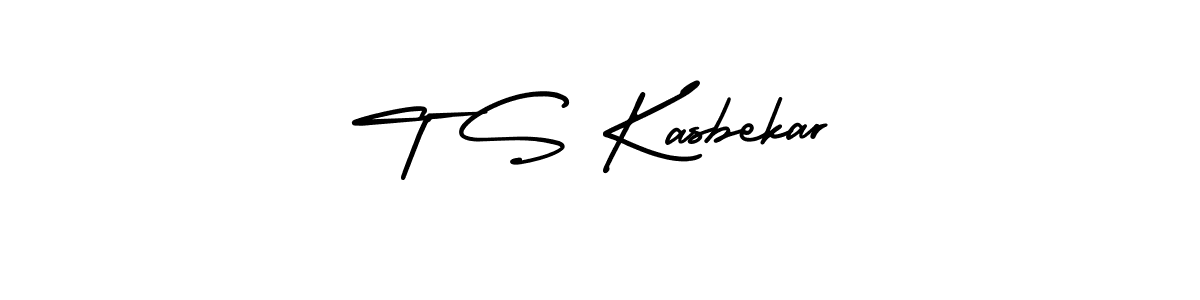 This is the best signature style for the T S Kasbekar name. Also you like these signature font (AmerikaSignatureDemo-Regular). Mix name signature. T S Kasbekar signature style 3 images and pictures png