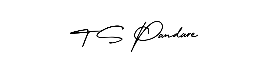 You should practise on your own different ways (AmerikaSignatureDemo-Regular) to write your name (T S Pandare) in signature. don't let someone else do it for you. T S Pandare signature style 3 images and pictures png