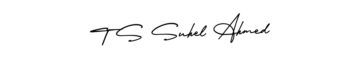 Make a beautiful signature design for name T S Suhel Ahmed. With this signature (AmerikaSignatureDemo-Regular) style, you can create a handwritten signature for free. T S Suhel Ahmed signature style 3 images and pictures png